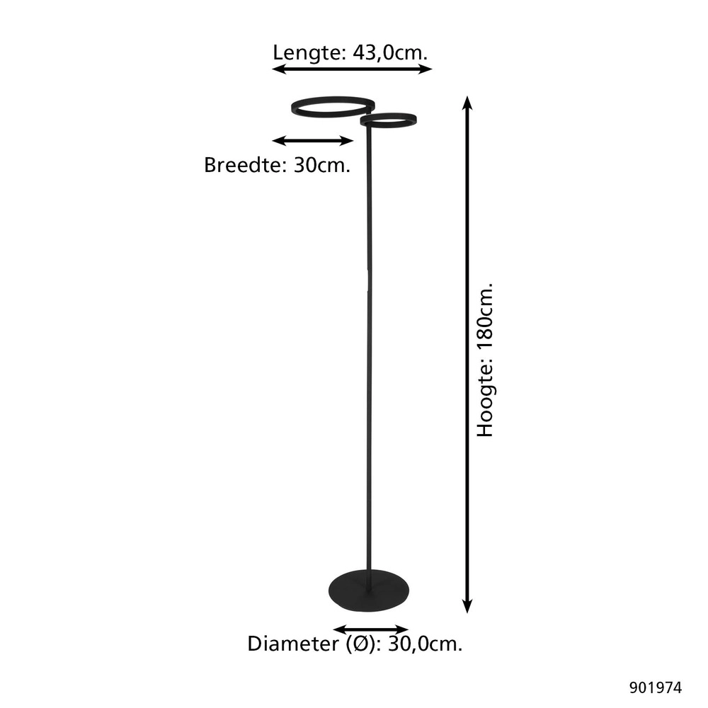 Lampadaire design Castelpoto 1 noir Eglo 9008606357314