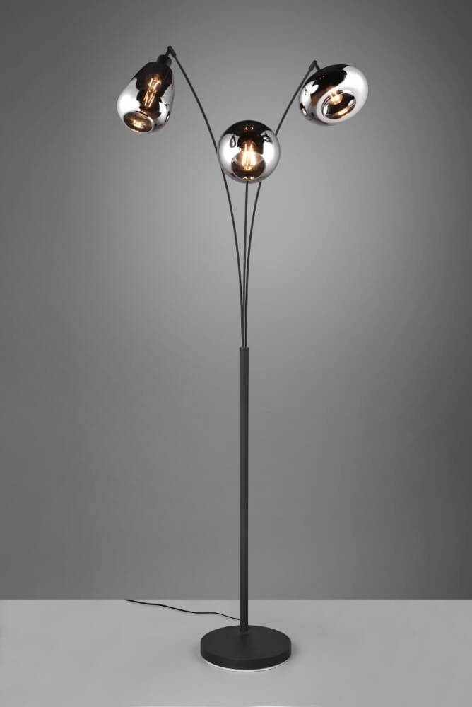 Lampadaire sur pied Lumina luminaire noir avec verre chromé Trio 4017807581201