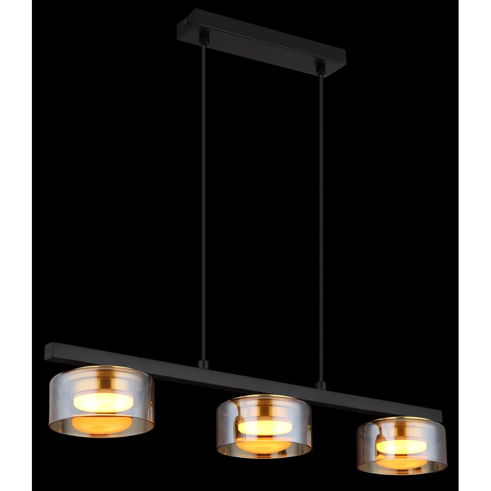Lampe pendante de conception Higgins noir avec verre ambré Globo 9007371531813