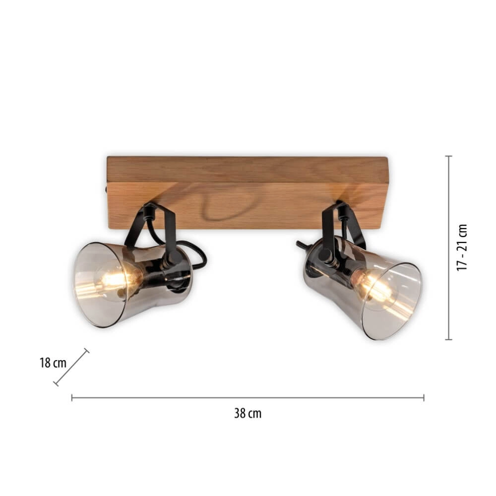 Plafonnier Green Langstrom bois à 2 lumières Just Light 4043689994877