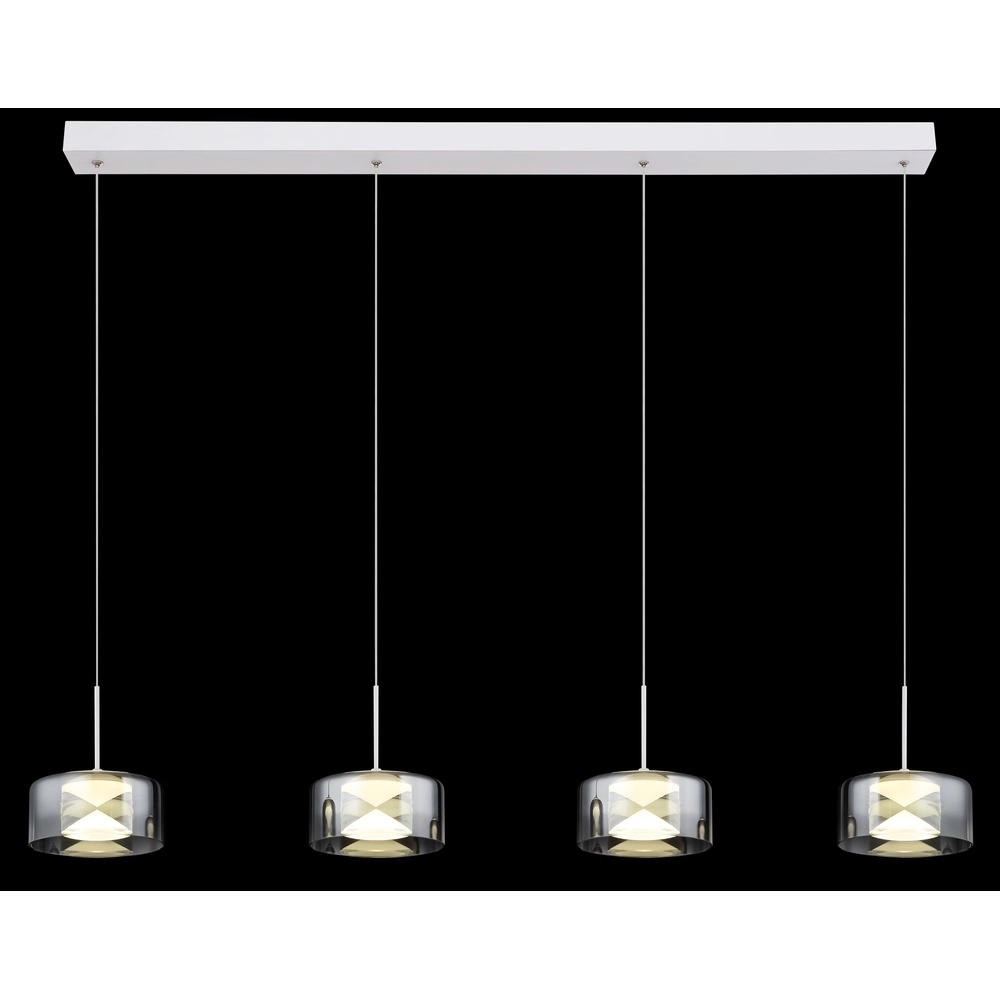 Lampe pendante de conception Belinda Blanc 4 lumières avec verre fumé Globo 9007371566372