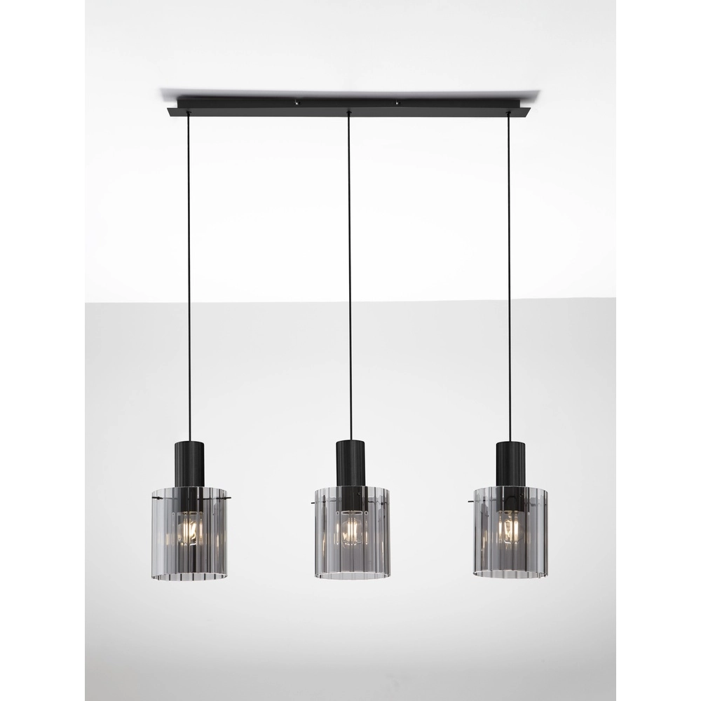 Suspension design Mirbi 3 lumières noir droit Suspension design Mirbi 3 lumières noir droit