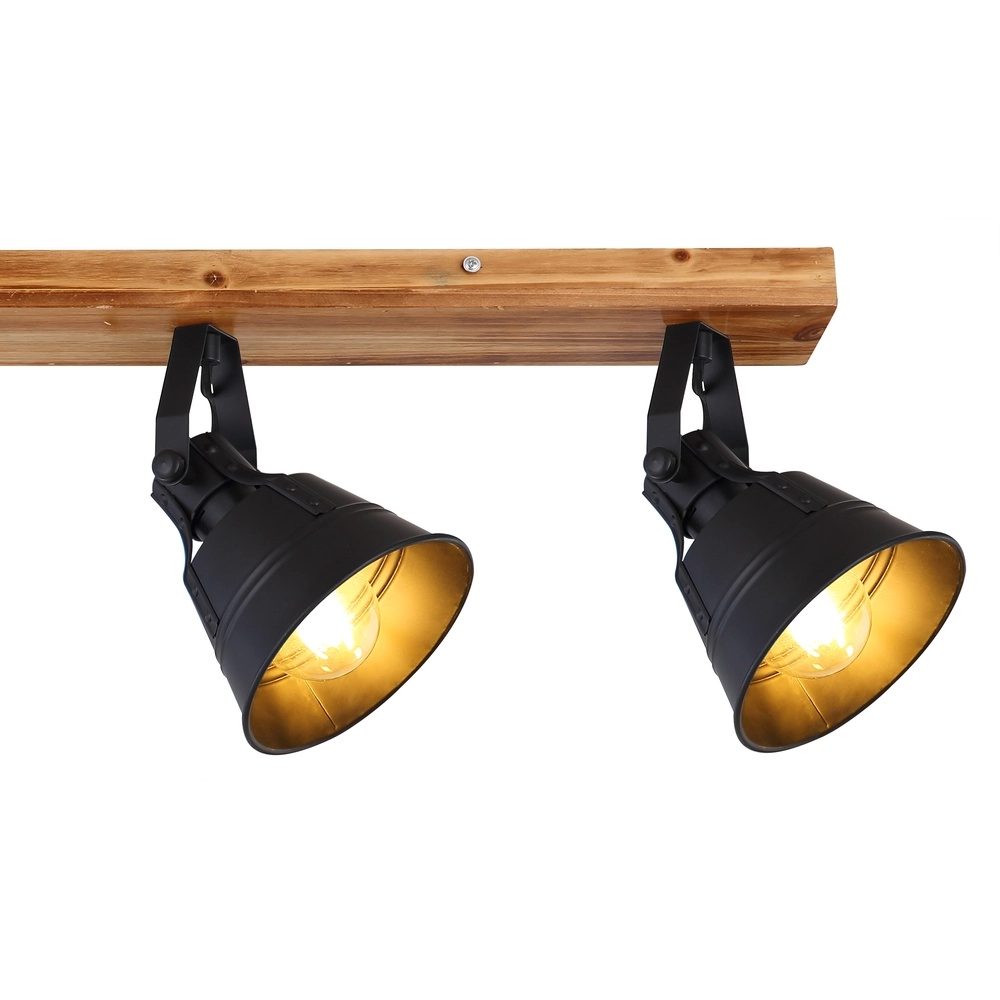 Lampe de plafond de campagne Günther 4-noir clair avec bois Globo 9007371404735