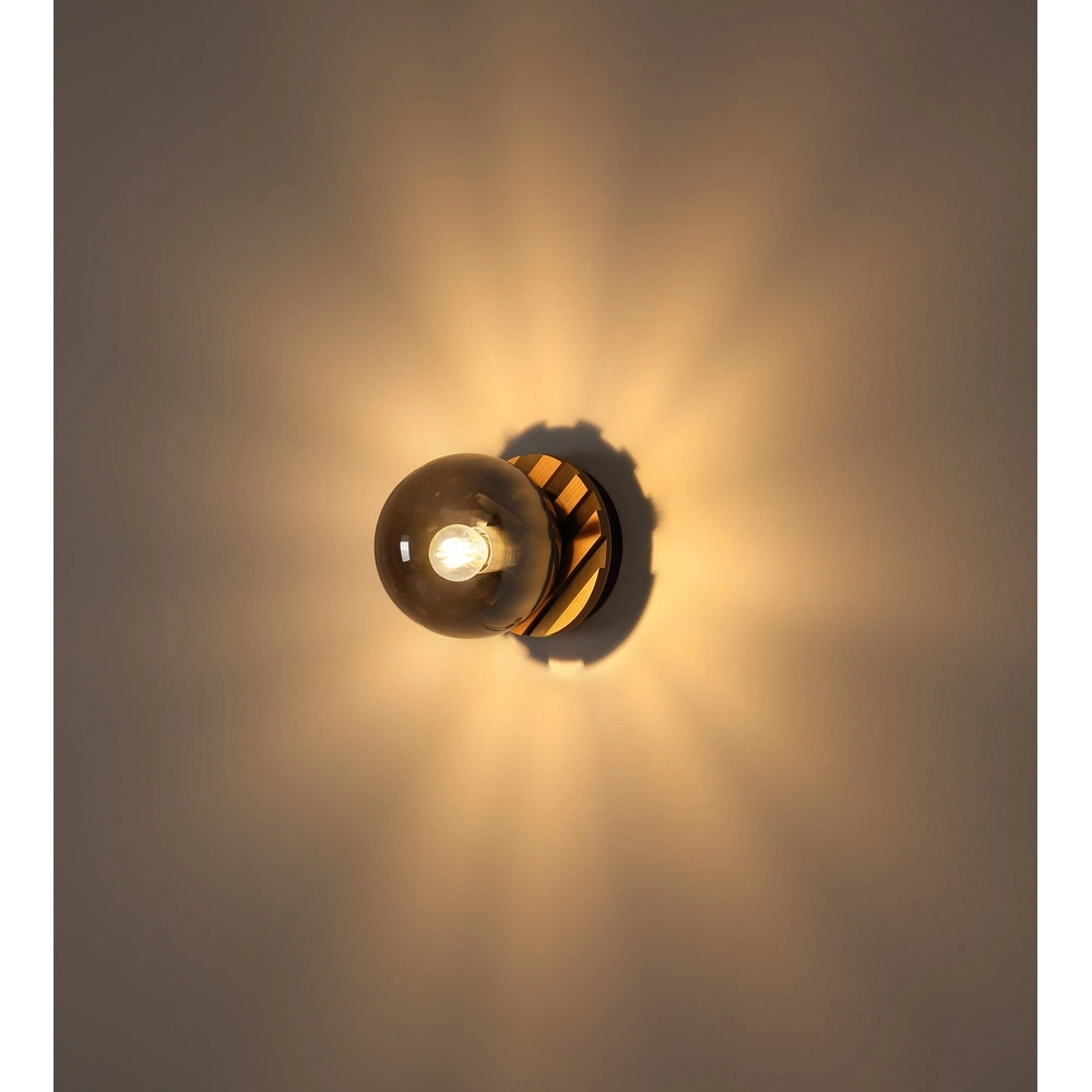 Lampe de plafond Parsons noir avec bois Globo 9007371576098