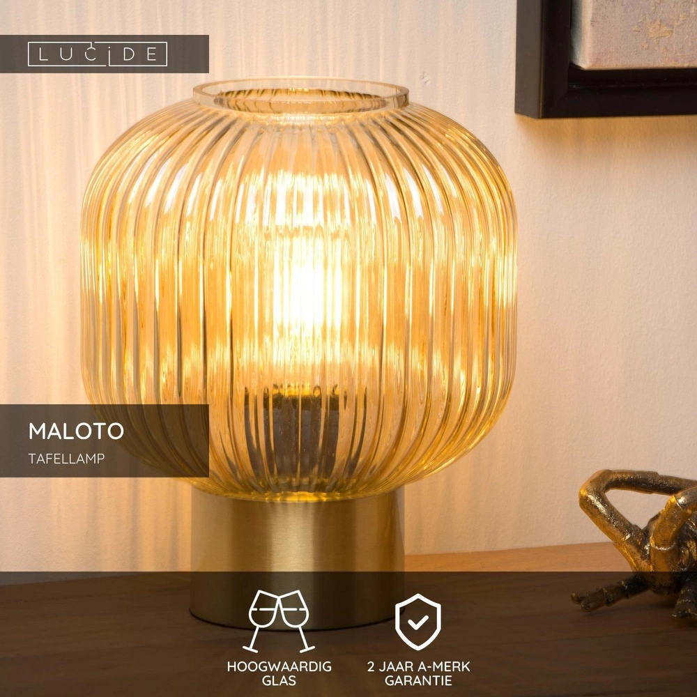 Lampe de table Maloto Ø 20 cm d’ambre Lucide 5411212451255