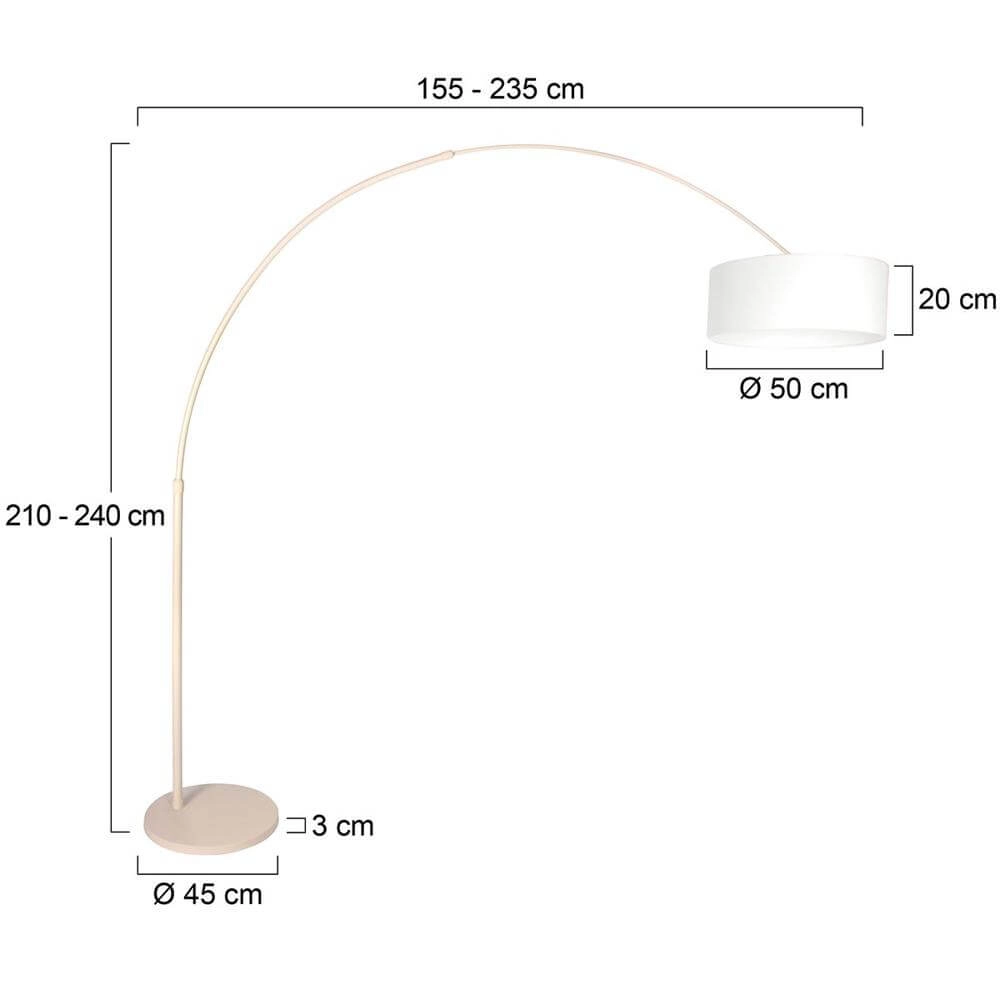 Lampe à arc Sparkled Light crème avec abat-jour blanc Ø 50cm Steinhauer 8712746179965