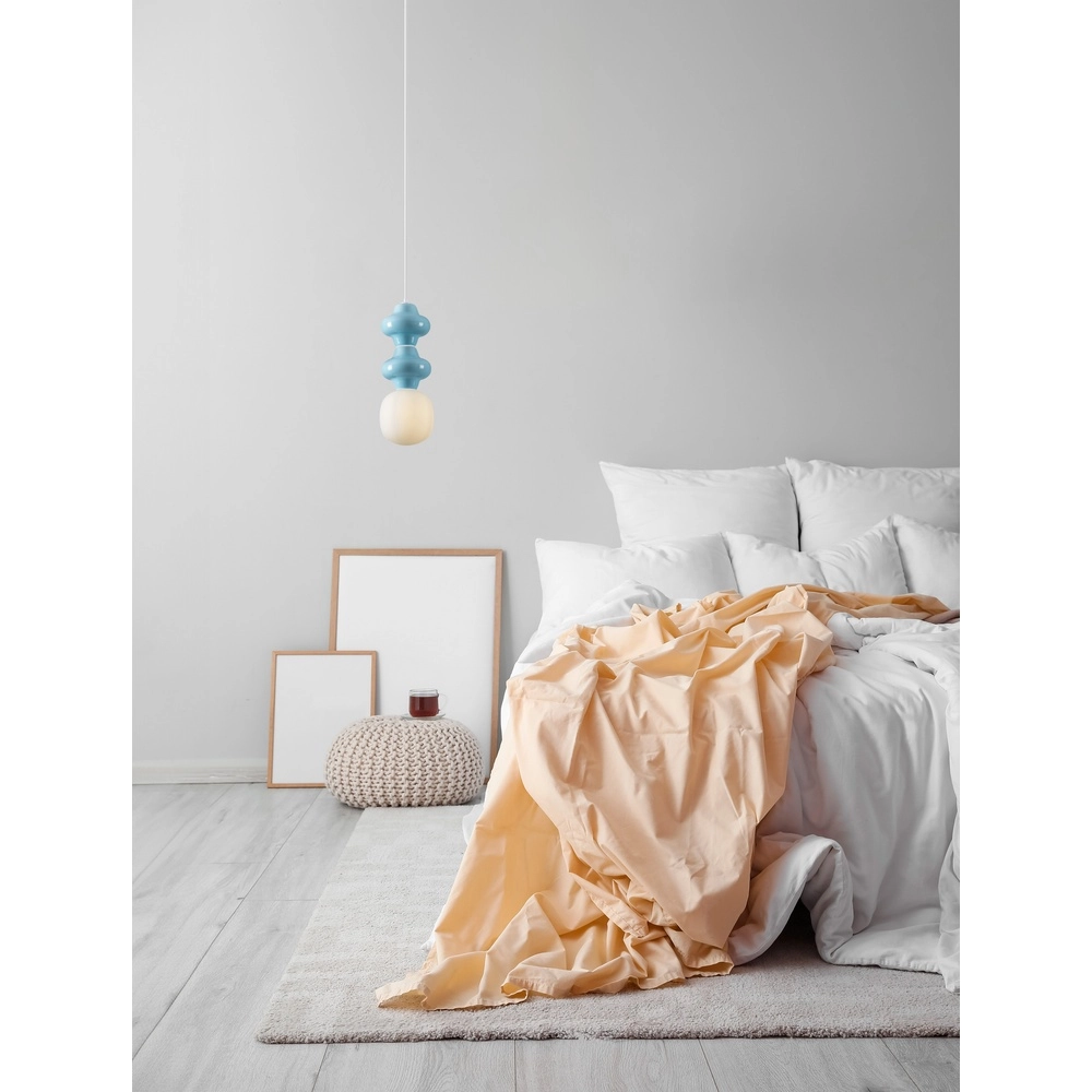 Suspension Clio M keremia bleu avec verre blanc Lyora 5212017461254