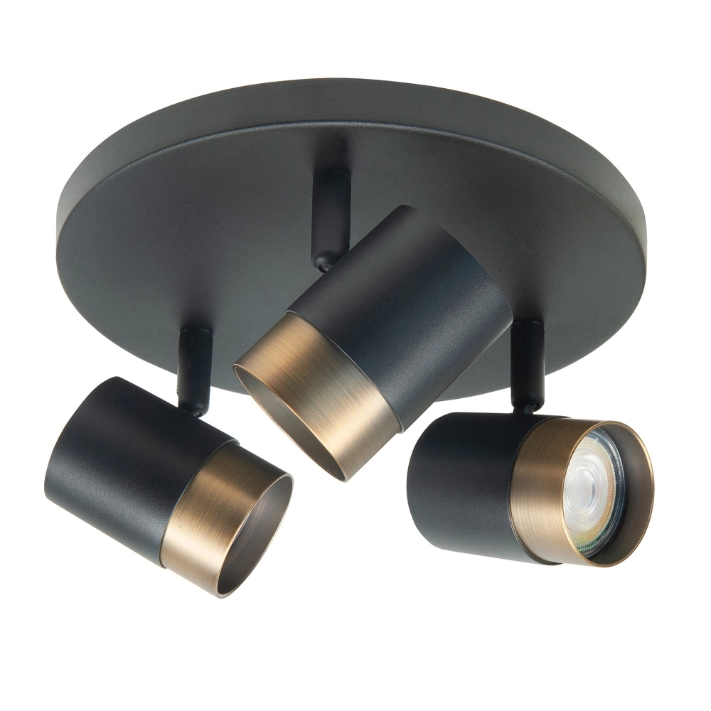 Moquerie Savona noir avec bronze cuivré 3 lumières rond Moquerie Savona noir avec bronze cuivré 3 lumières rond