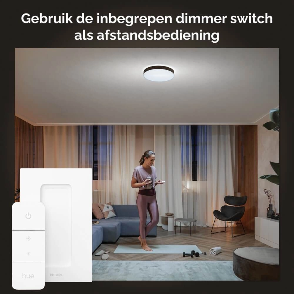 Plafonnier Hue Enrave L - White Ambiance Ø 42,5 cm noir Philips 8718696176467