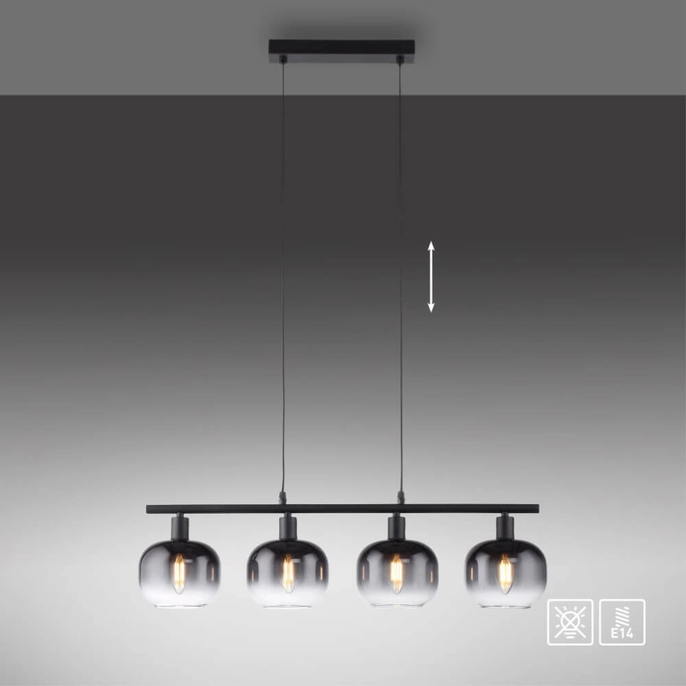 Lampe suspendue noire Zea 4 lumières Just Light 4043689993757