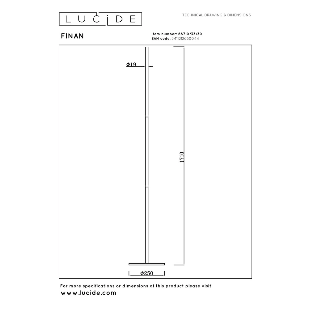 Lampadaire de conception Finan Noir Lucide 5411212680044