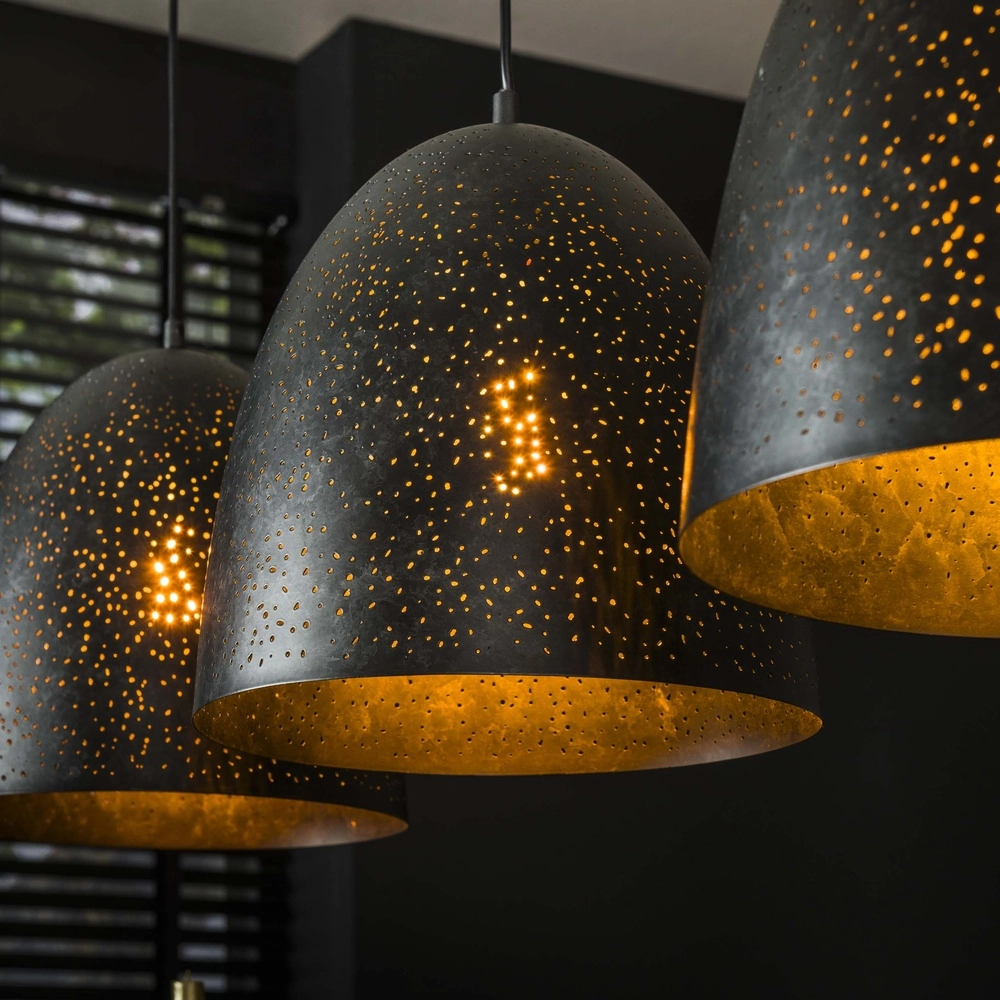 Lampe pendante de salle à manger Kosmos 3L - E27 - Charbon de bois Lyora 8716803512221