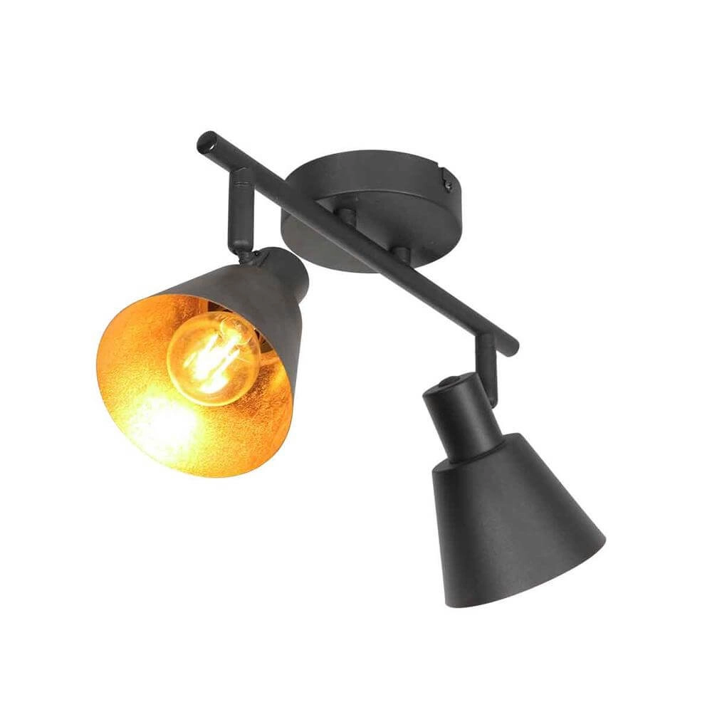 Plafonnier Oeroe noir avec or 2 lumières Steinhauer 8712746176339