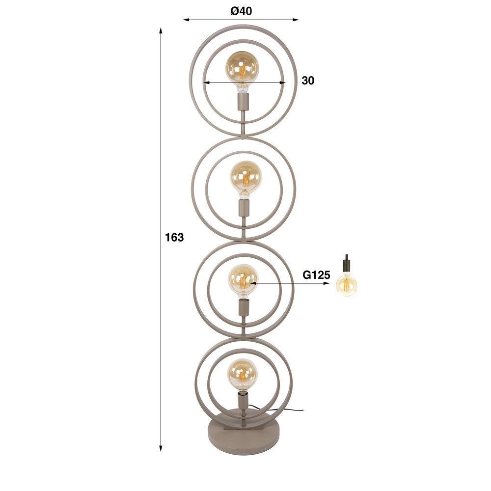 Lampe de pied à sable à 4 lumières Turn E27 - Ø 40cm Lyora 8716803513099
