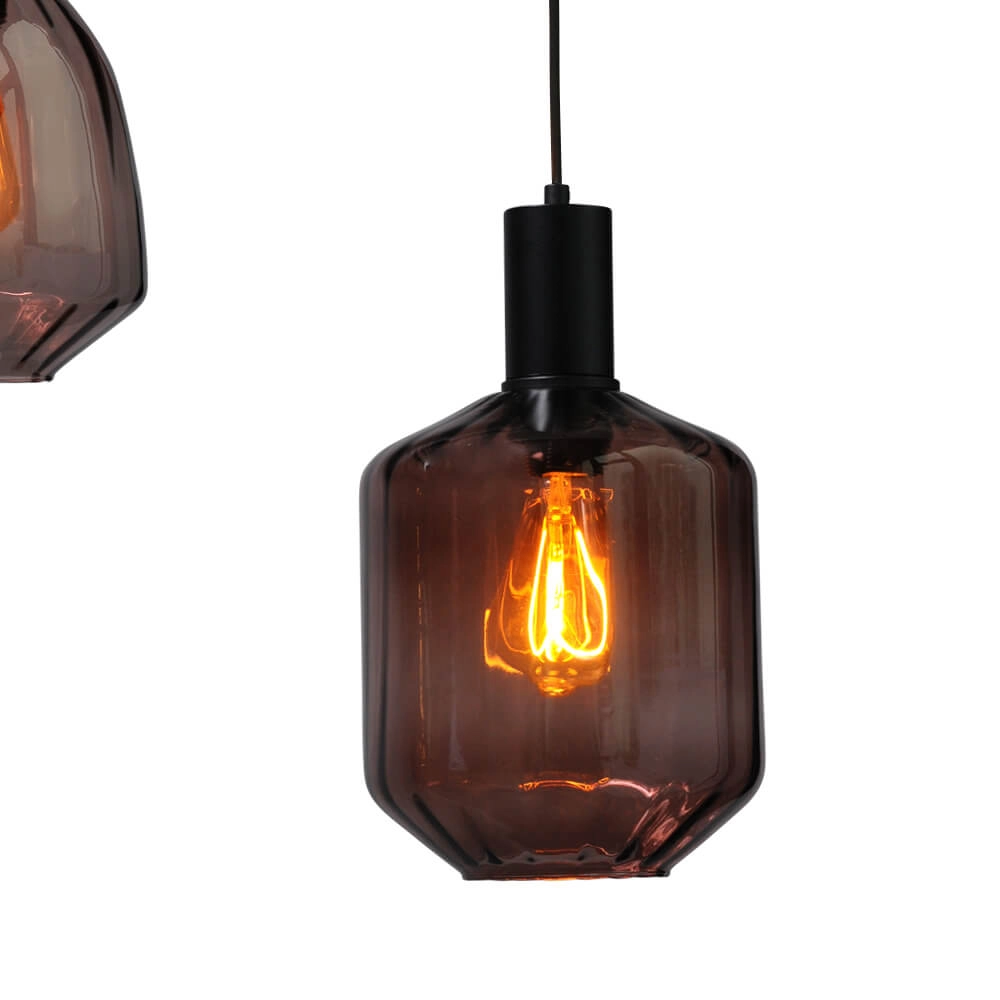 Lampe suspendue 5 lumières - noire - Porto avec des lunettes différentes Masterlight 8718121270388