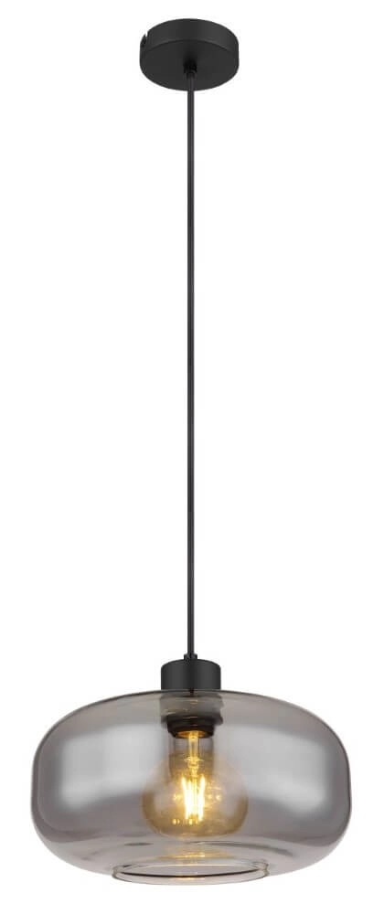 Lampe suspendue noire Giuseppe verre de fumée