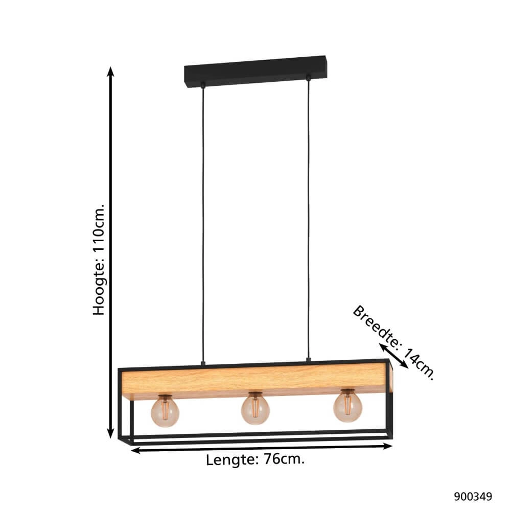 Lampe suspendue Libertad 1 avec du bois Eglo 9008606243501