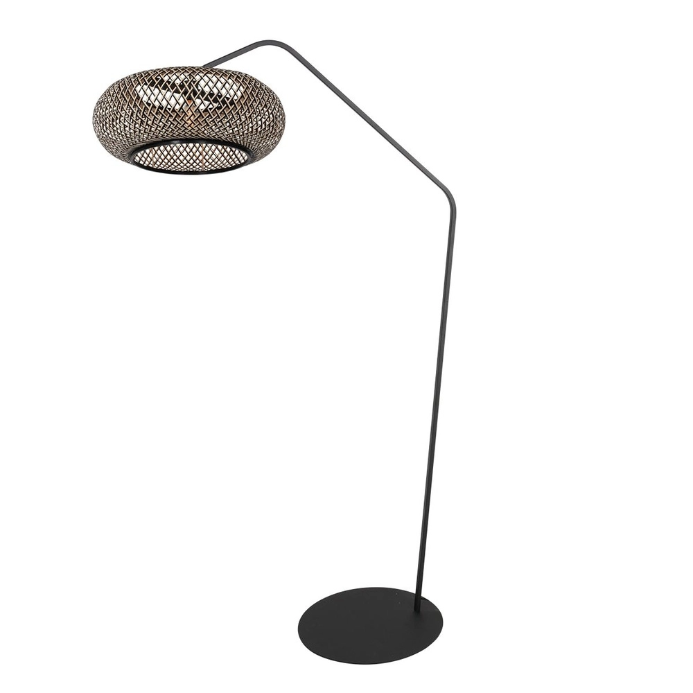 Lampe à arc ZigZag avec capot noir et rotin Steinhauer 8712746183047