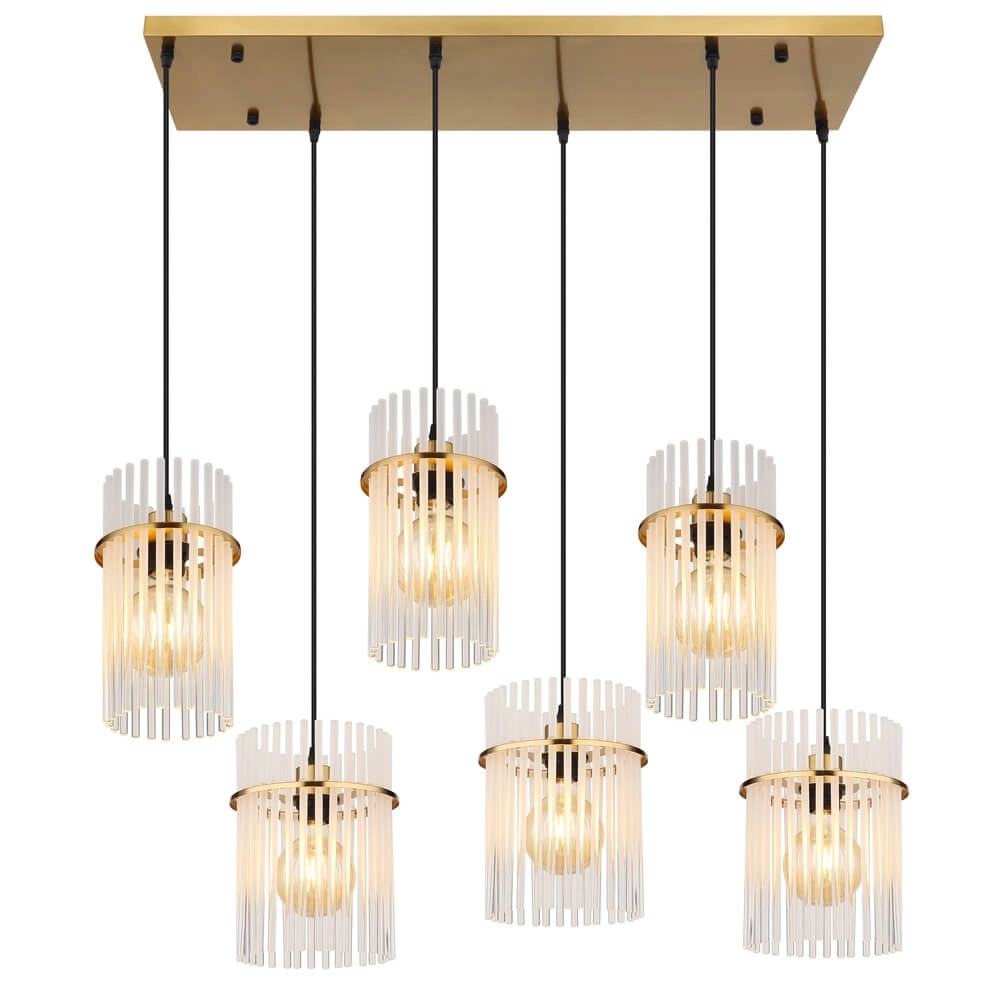 Suspension dorée Gorley avec verre 6 lumières Globo 9007371462957