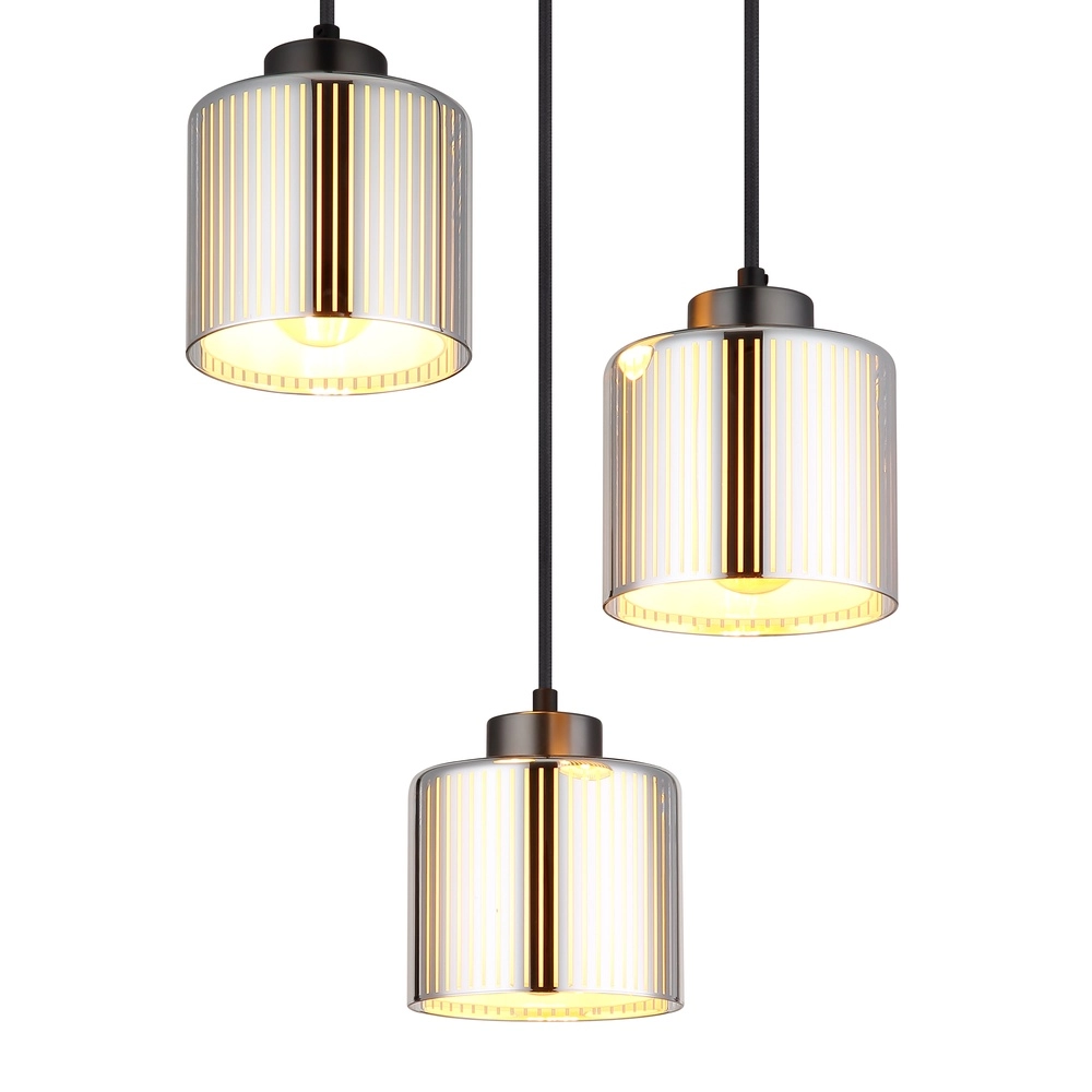 Lampe pendante de conception Felicia Trois lumières en métal canon Globo 9007371522965