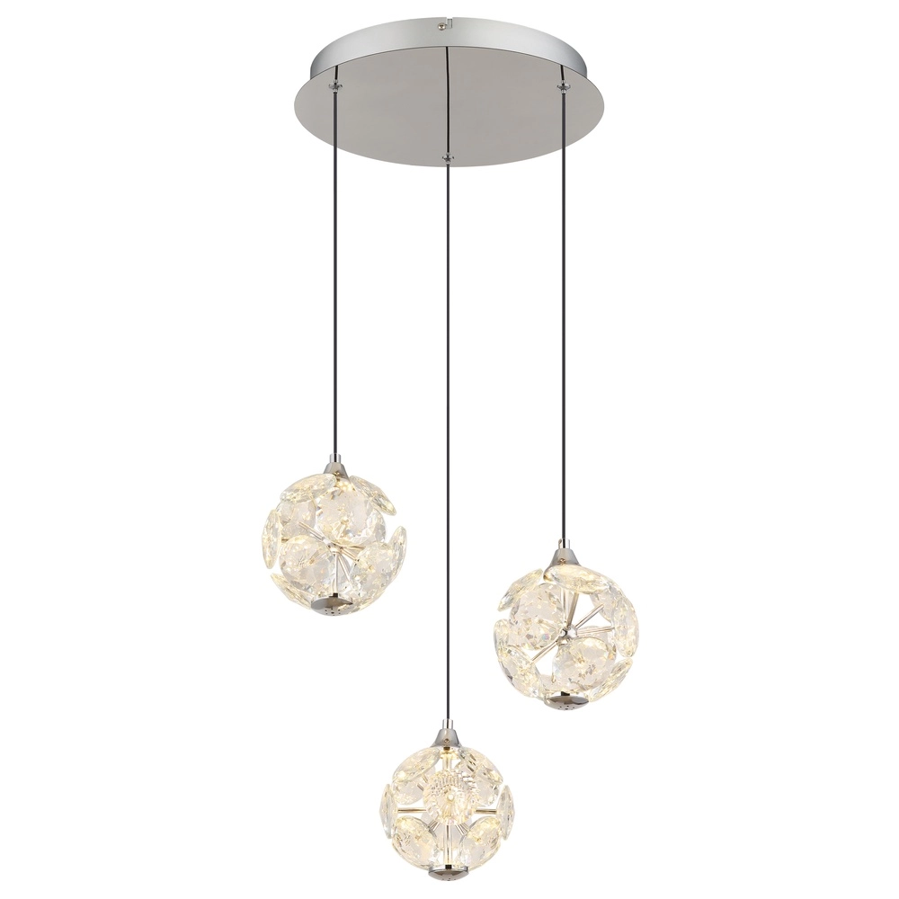 Lampe pendante à 3 lampes Virina Chrome