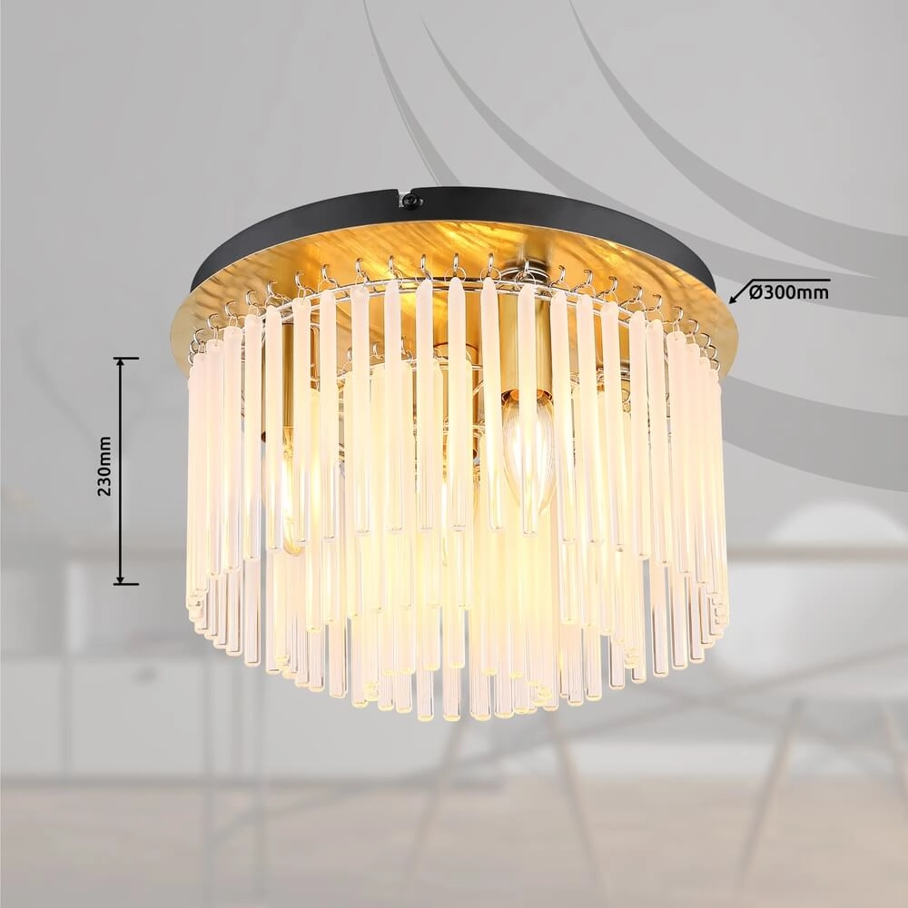 Plafonnier doré Gorley avec verre Ø 32cm Globo 9007371455805