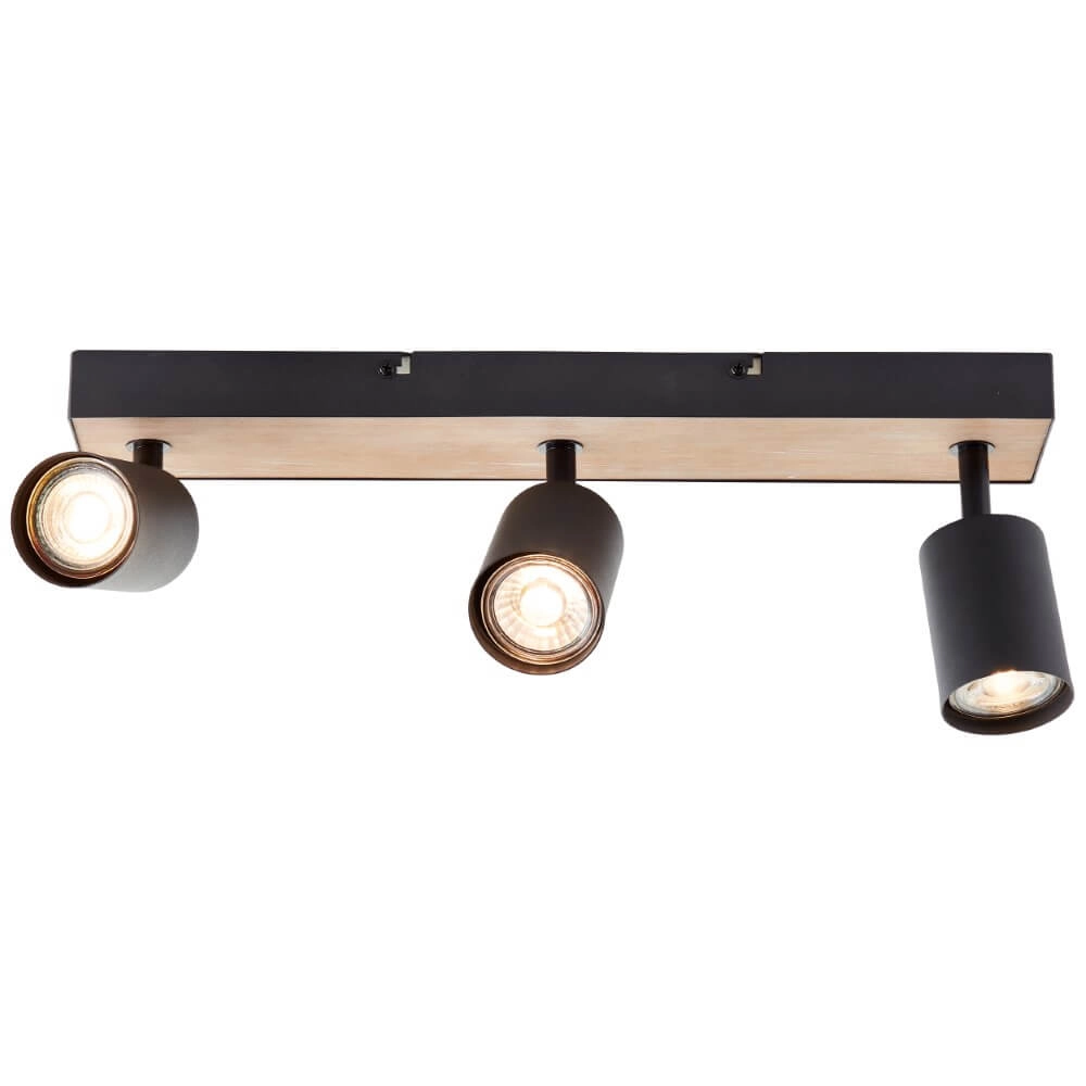 Lampe à 3 lumières Jello Wood noir avec du bois Brilliant 4004353428395
