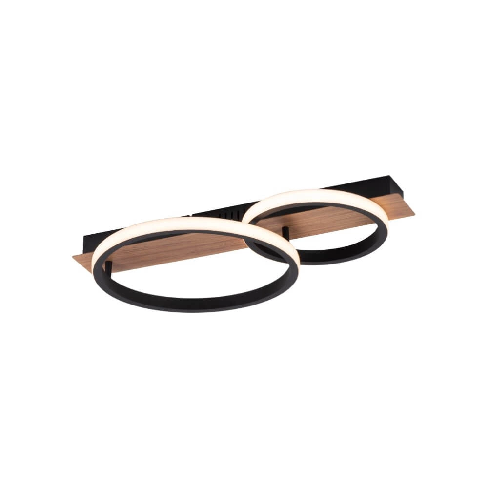 Plafonnier Trooper noir avec bois 53cm Plafonnier Trooper noir avec bois 53cm