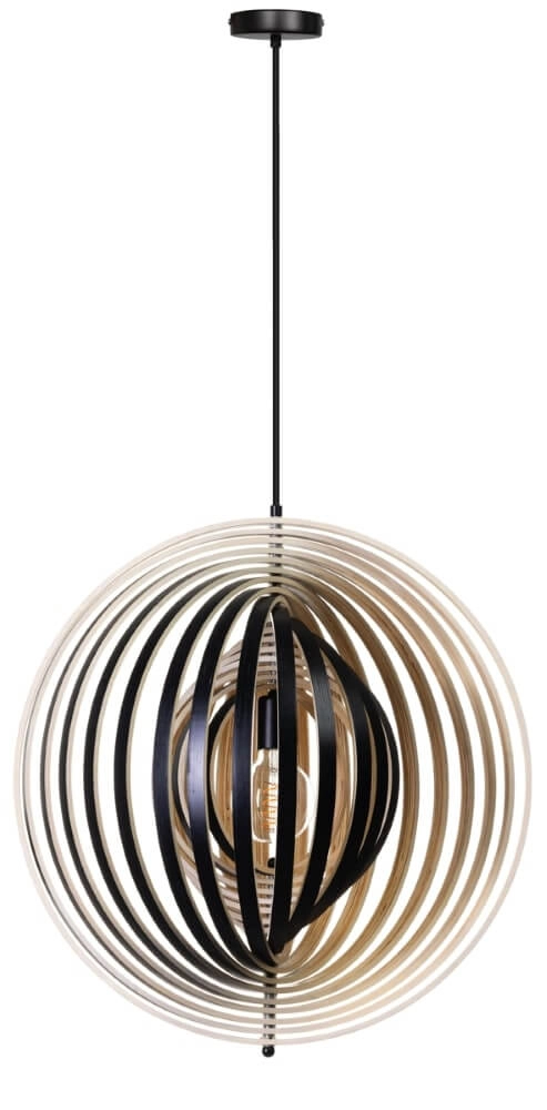 Lampe suspendue design Woody noir avec bois Ø 59cm
