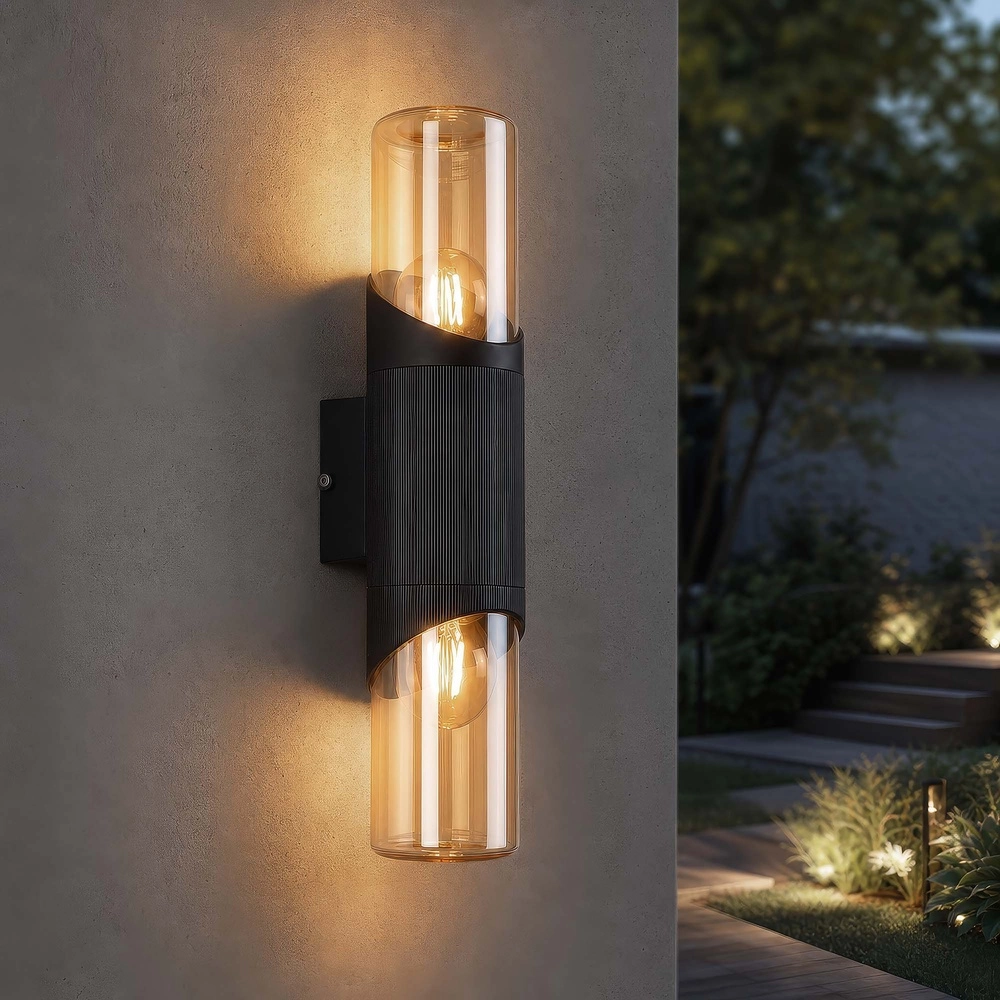 Lampe murale de conception Broadway Noir avec double verre ambré Searchlight 5,05342E+12