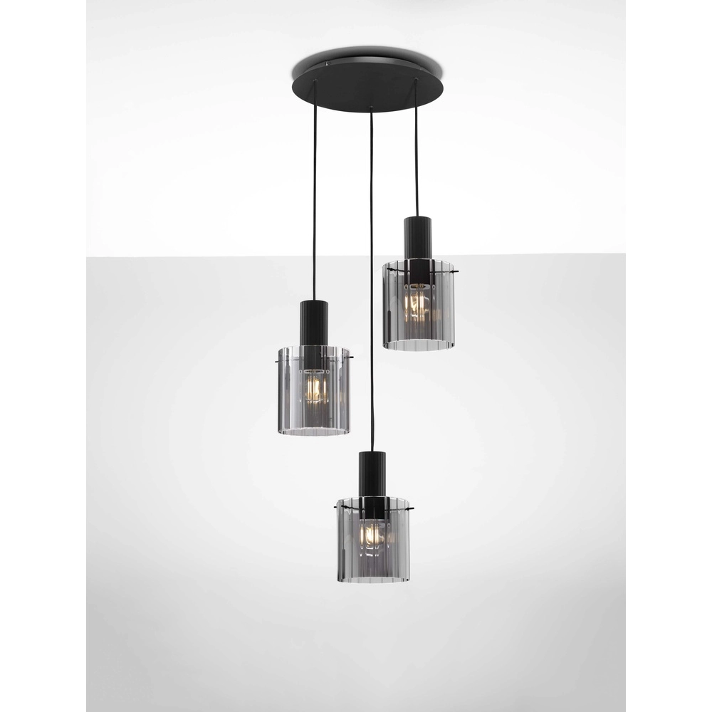 Suspension design Mirbi 3 lumières noir rond Suspension design Mirbi 3 lumières noir rond