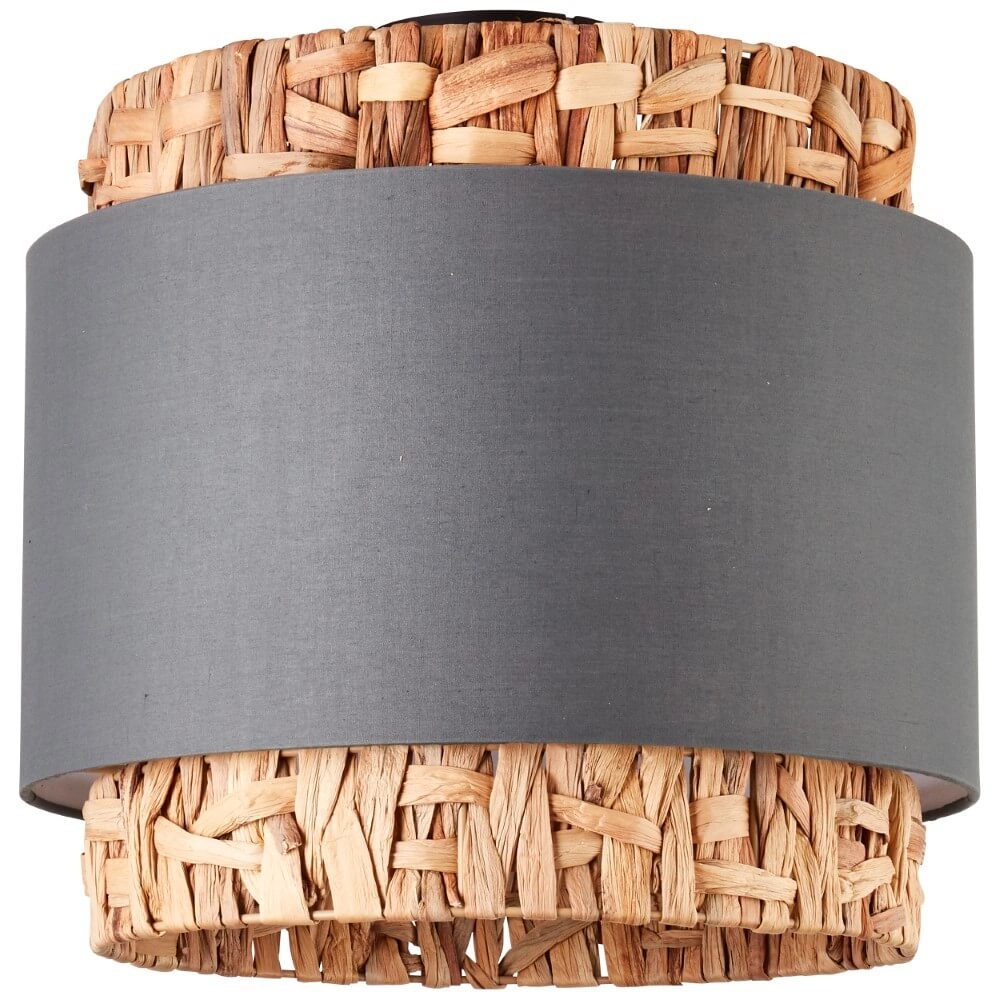 Plafonnier Waterlilly rotin avec tissu gris Brilliant 4004353411892