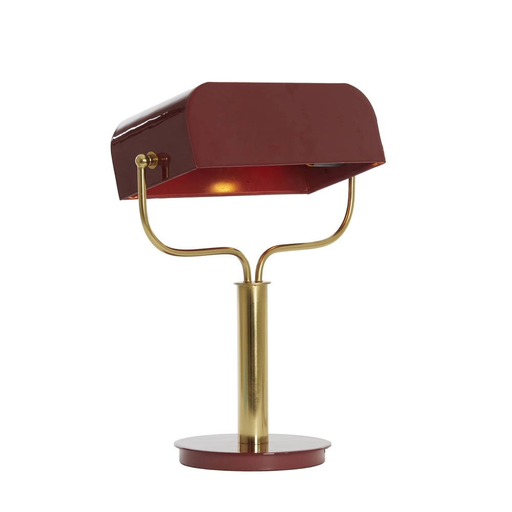 Lampe de banquier Ayer Bordeaux avec or Light & Living 8717807742850