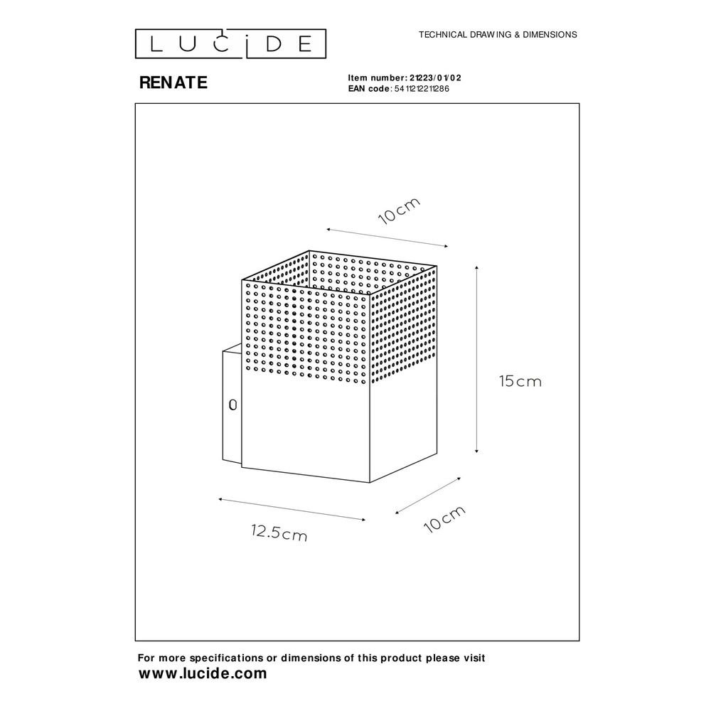 Lampe murale de conception Renate noir avec or Lucide 5411212211286