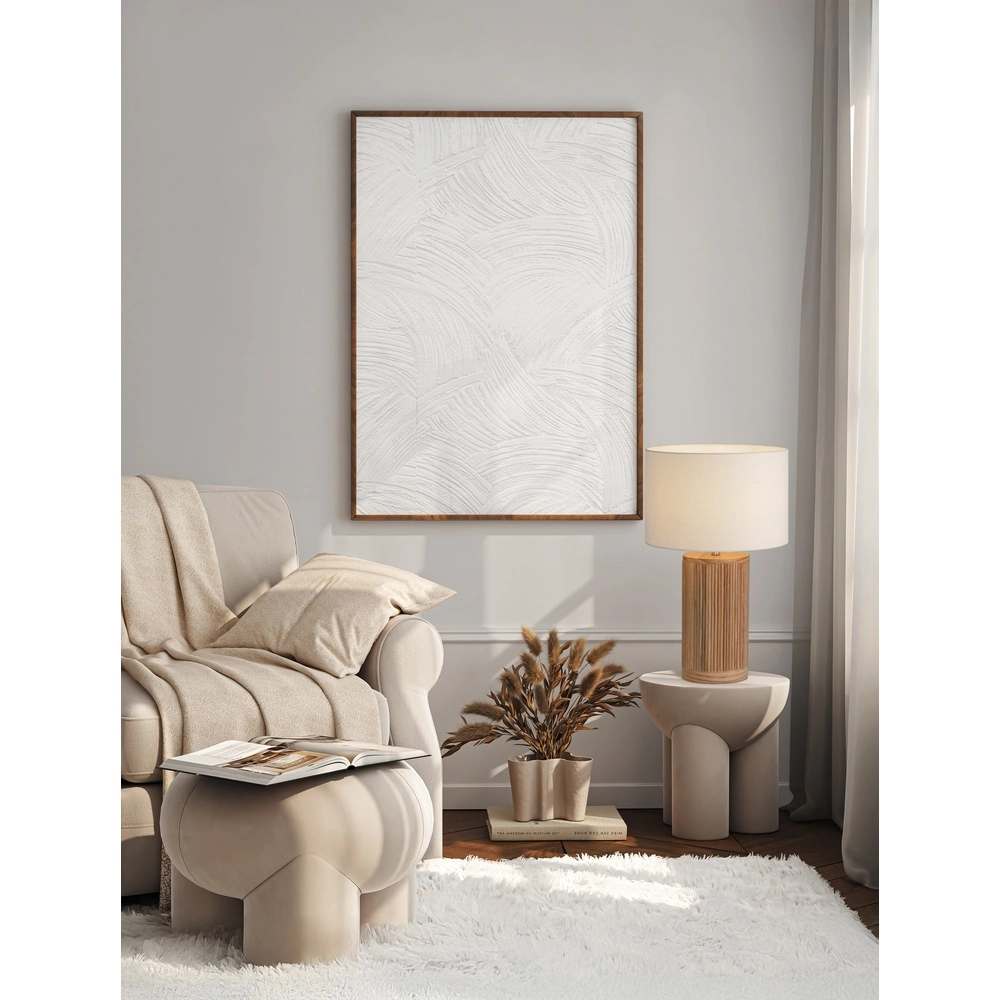 Lampe de table Nau Bois avec capot blanc Lyora 5212017468284