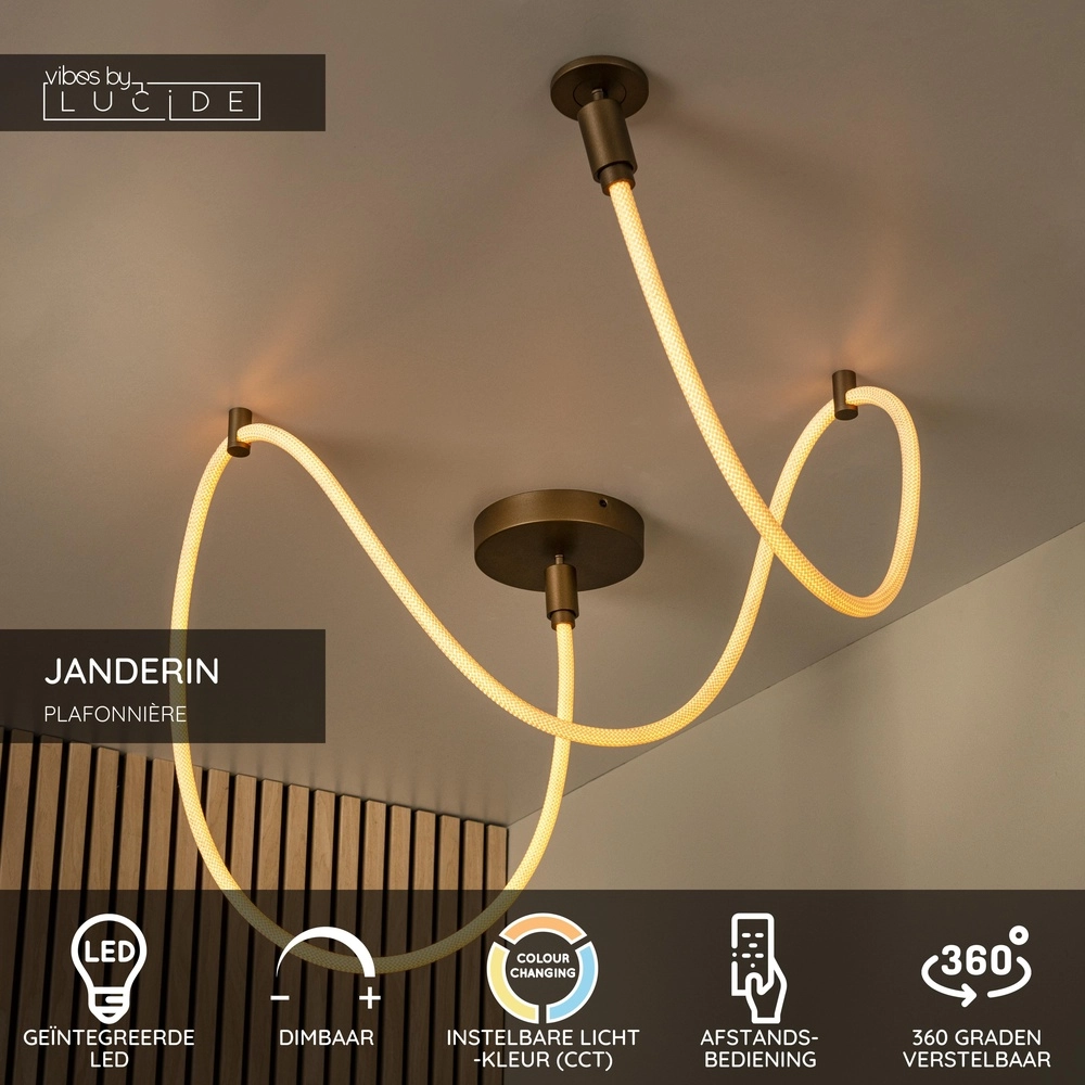 Lampe de plafond unique Janderin Champagne de 300 cm Lucide Vibes 5411212242075