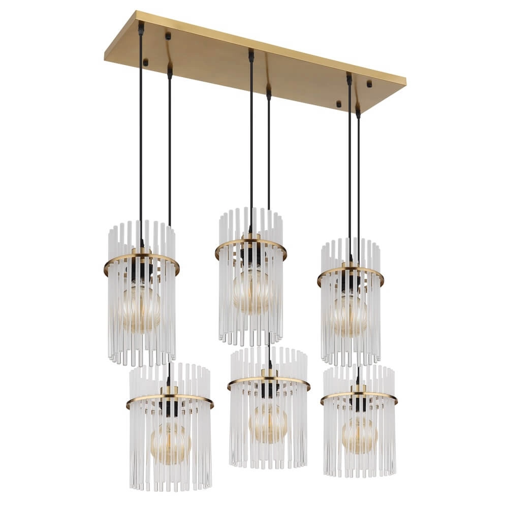 Suspension dorée Gorley avec verre 6 lumières Globo 9007371462957