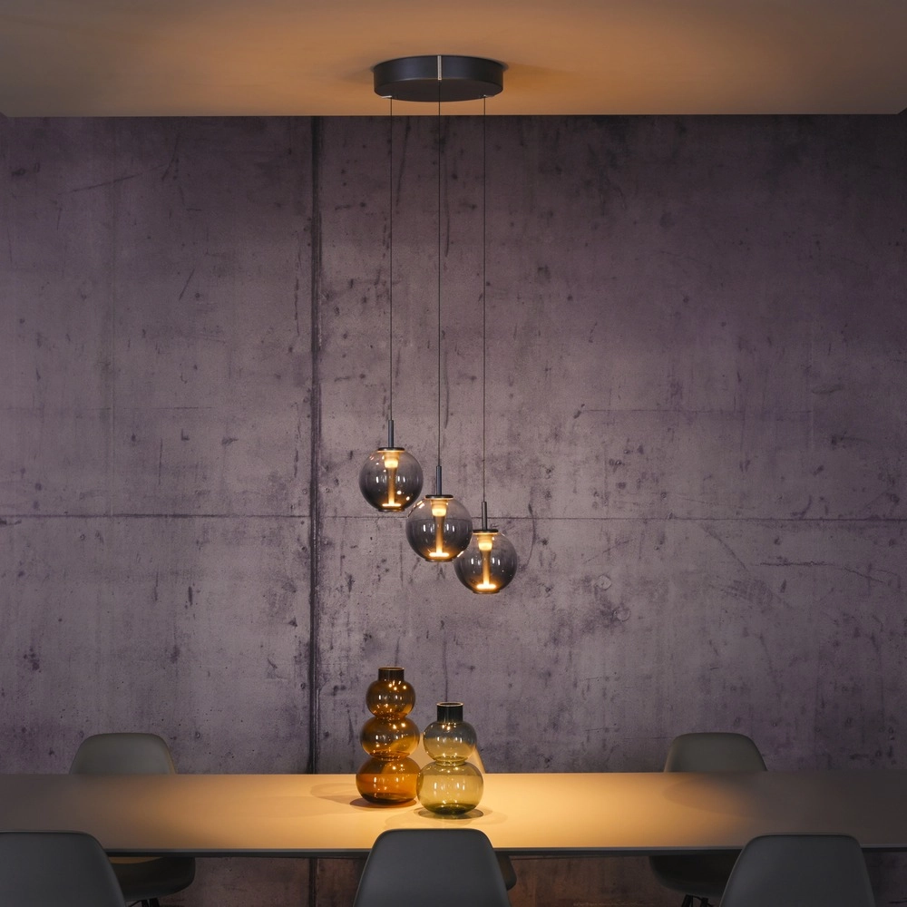 Lampe pendante Vide Pure E-Infinty Gris mystique avec verre fumé Paul Neuhaus 4012248398173