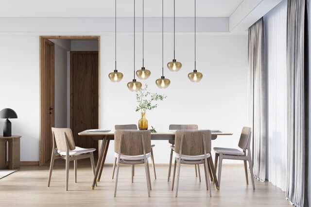 Suspension 6 lumières Genua noir avec verre doré Ø 24cm Masterlight 8718121356990