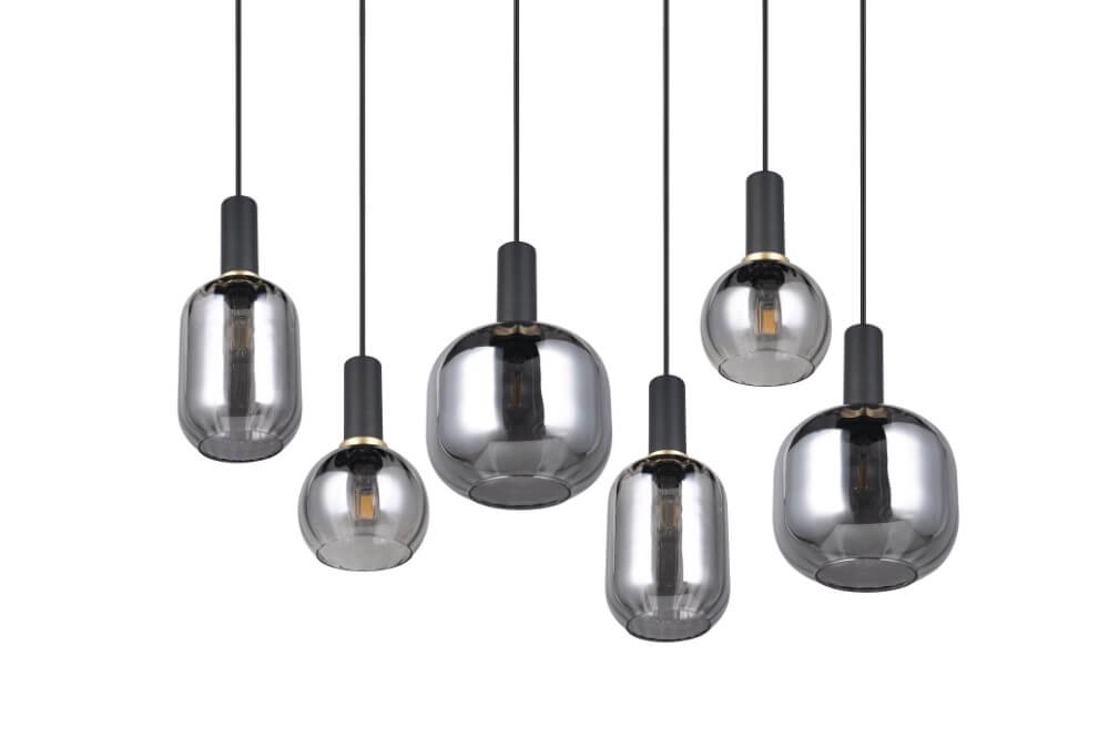 Lampe suspendue pour salle à manger Diva 6 lumières - verre fumé Trio 4017807614572