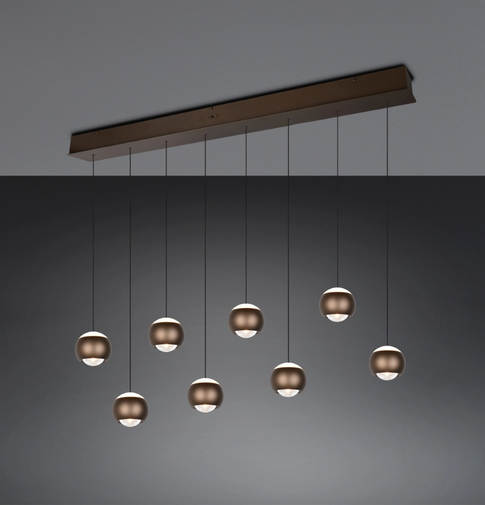 Suspension LED à 8 lumières Orbit Table à manger - Marron platine