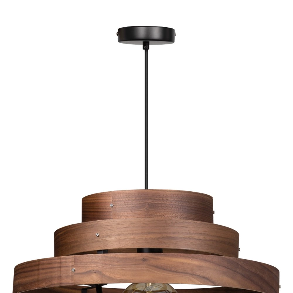 Lampe à suspension robuste Walnut 5 anneaux bois marron ETH 8719075185742