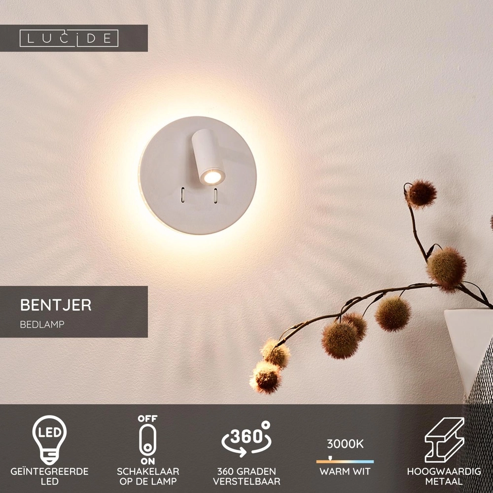 Lampe de chevet Bentjer Blanc Lucide 5411212791658
