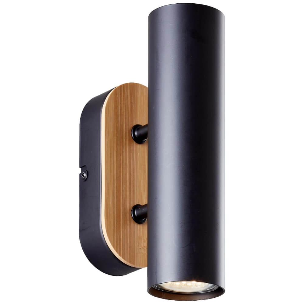Applique Niels noir avec du bois Brilliant 4004353410628