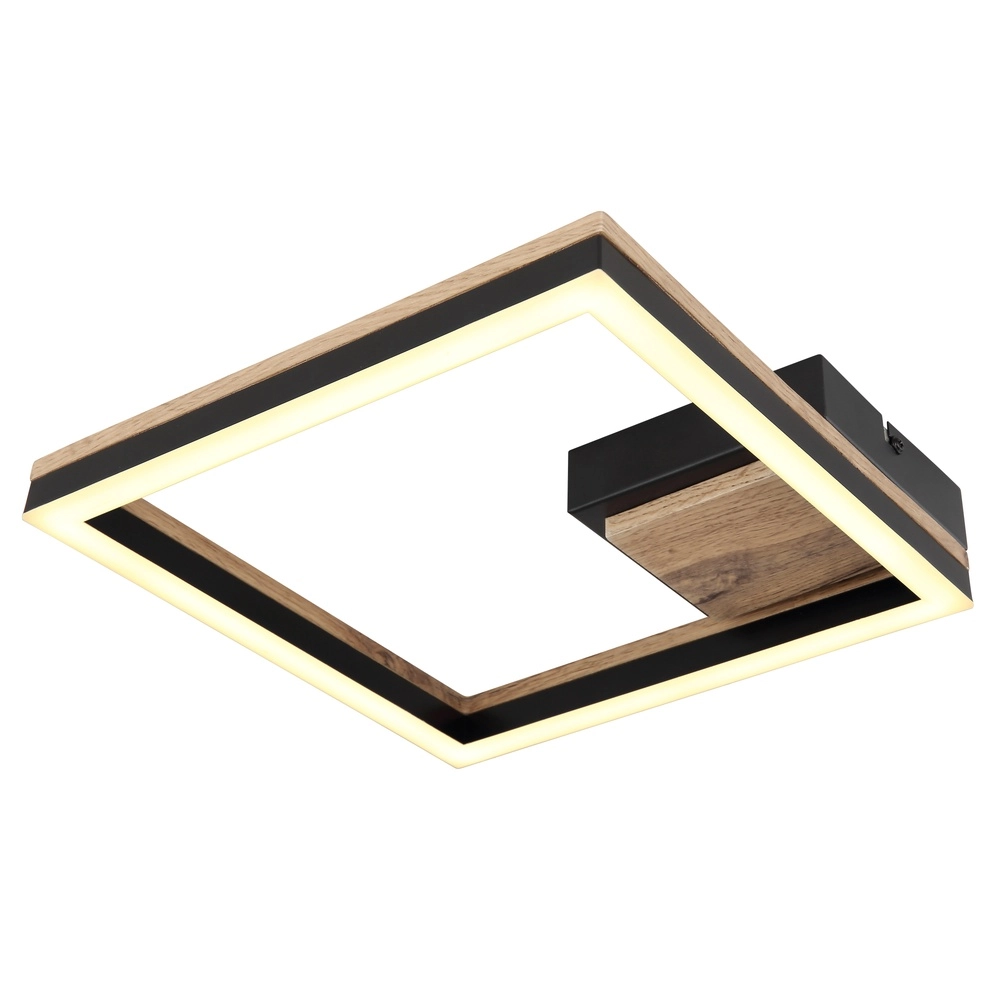 Lampe de plafond Beatrix Carré noir avec bois