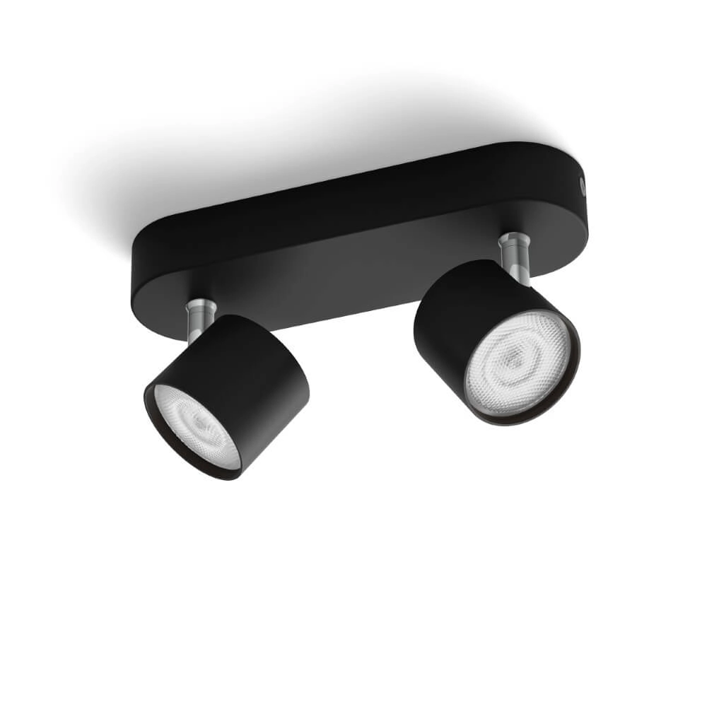 Spot de plafond LED noir Star 2 lumières
