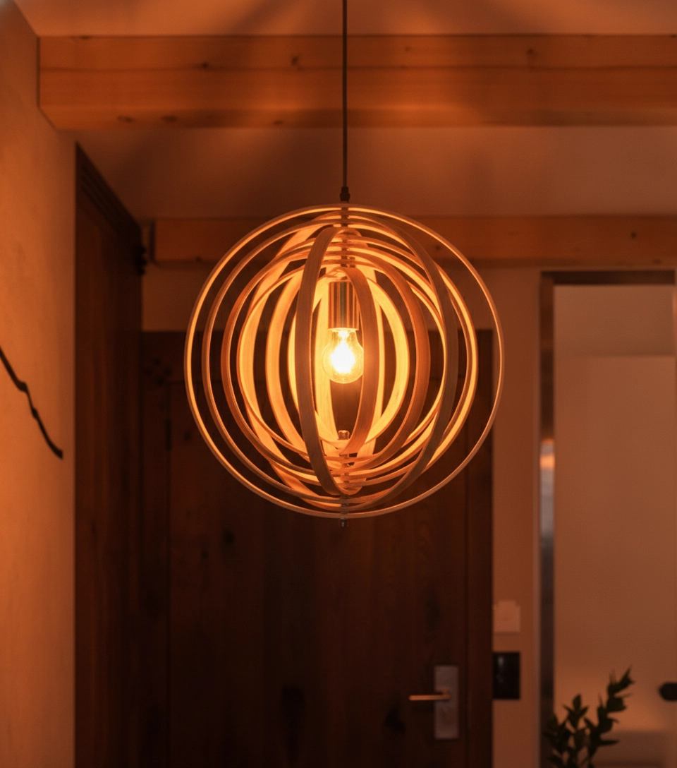 Suspension moderne Asco bois Ø 43cm