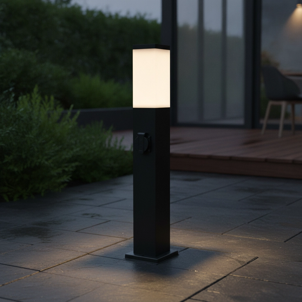 Lampe de jardin avec douille Havana 60 cm - noir