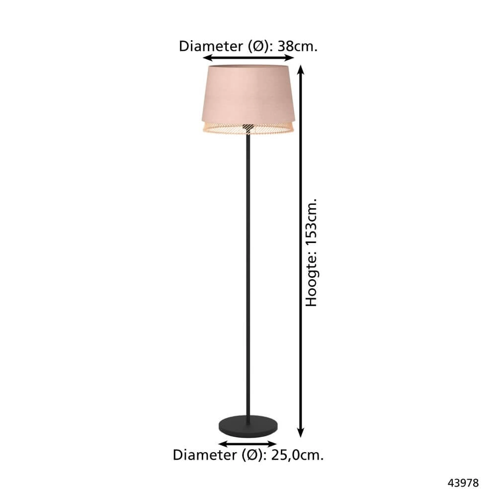 Lampe sur pied Tabley lin avec rotin Eglo 9002759439781