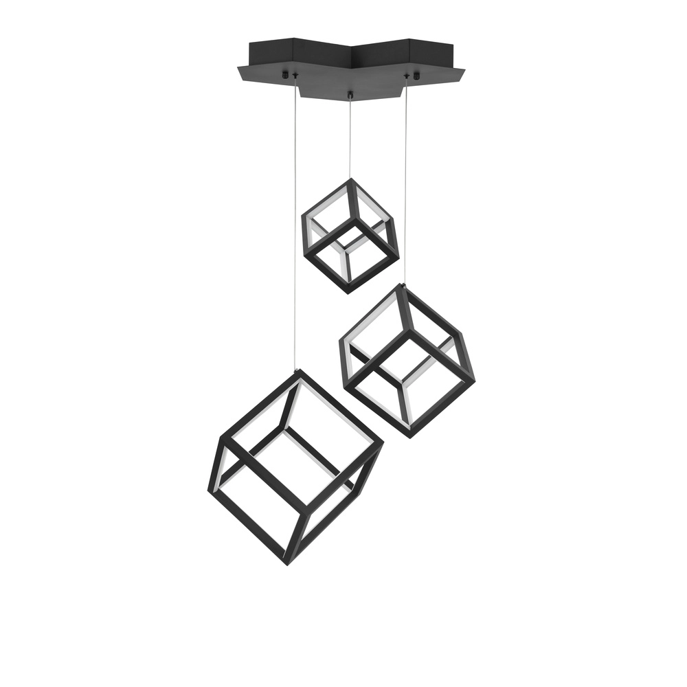 Suspension carrée Gabbia Noir Triple Lyora 5212017423412